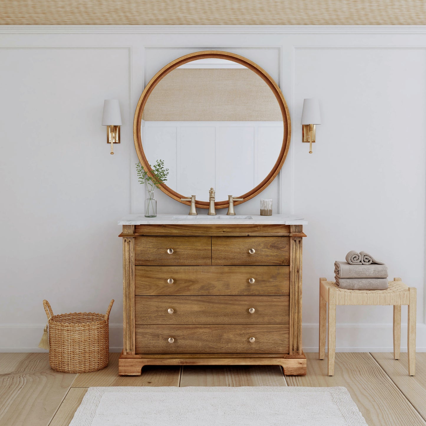 Rachelle 42" Single Natural Bathroom Vanity Set in Light Brown 5571415