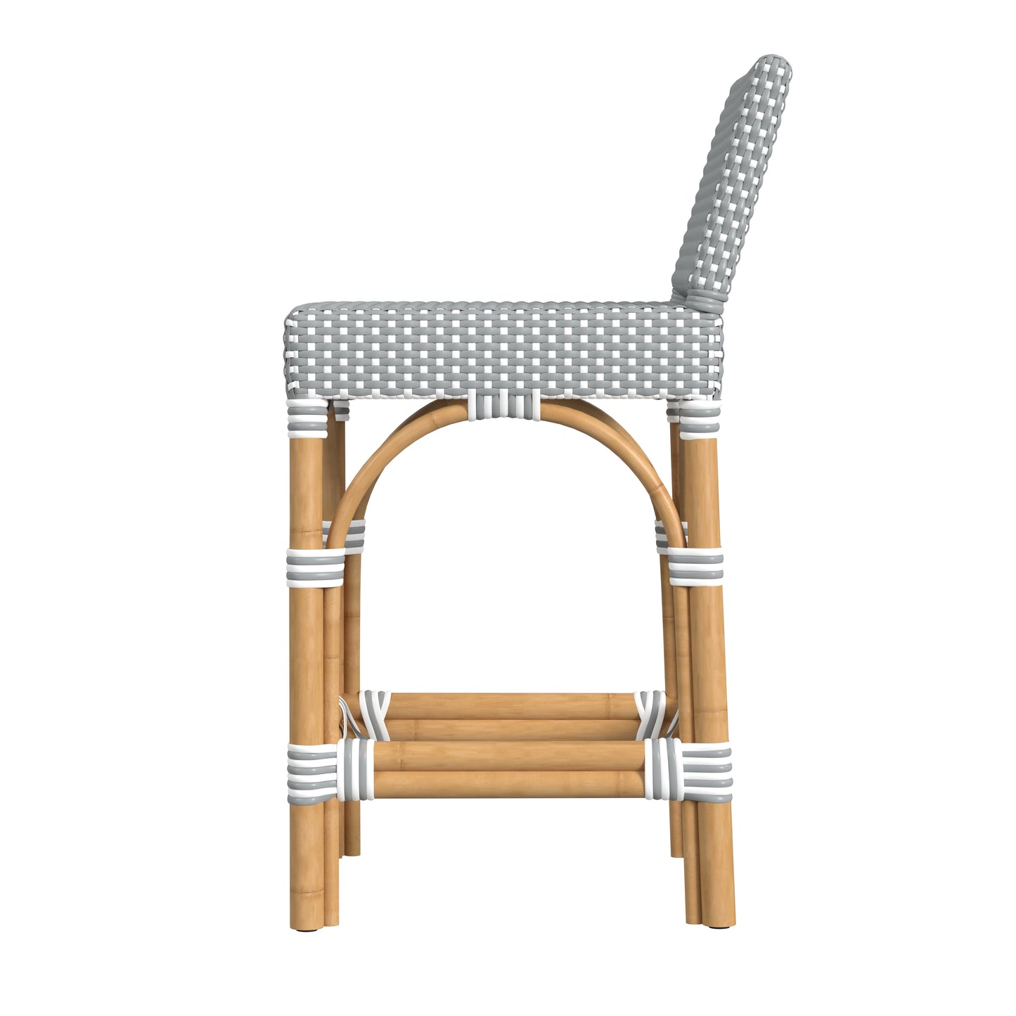 Serienna Rectangular Rattan Low Back 24.5"Counter Stool in Gray and White 5585329