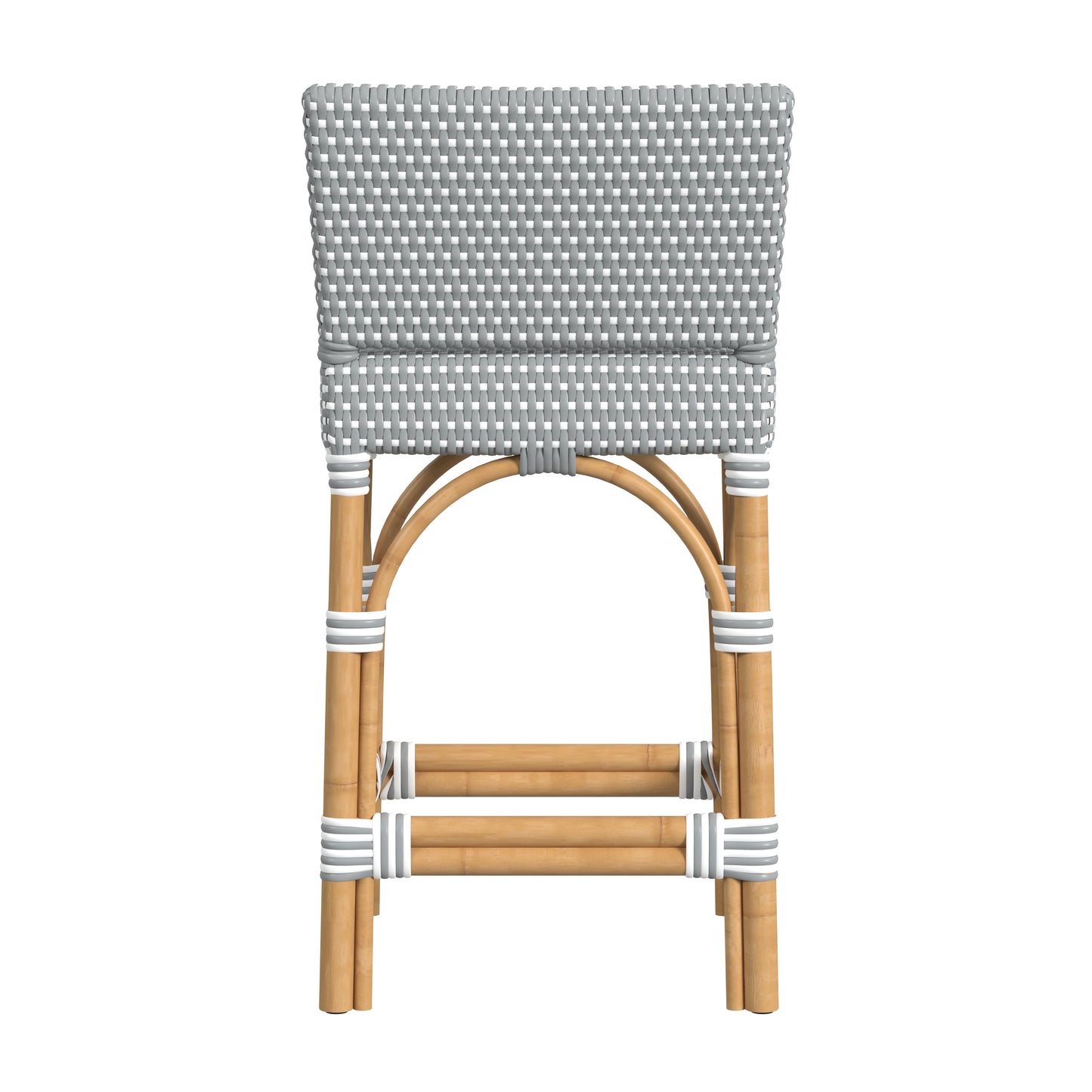Serienna Rectangular Rattan Low Back 24.5"Counter Stool in Gray and White 5585329