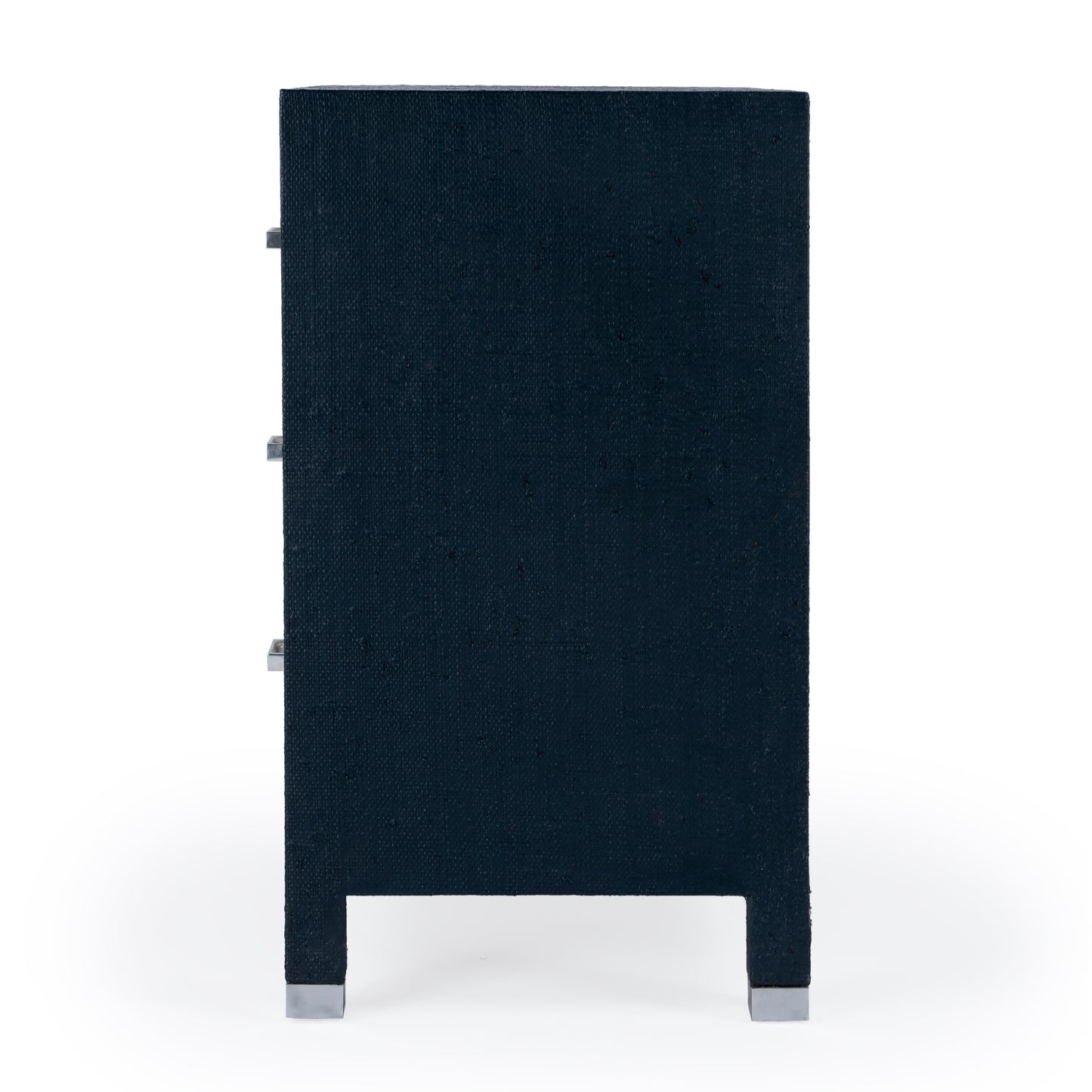 Keros Raffia 3 Drawer Nightstand in Navy and White 5610350
