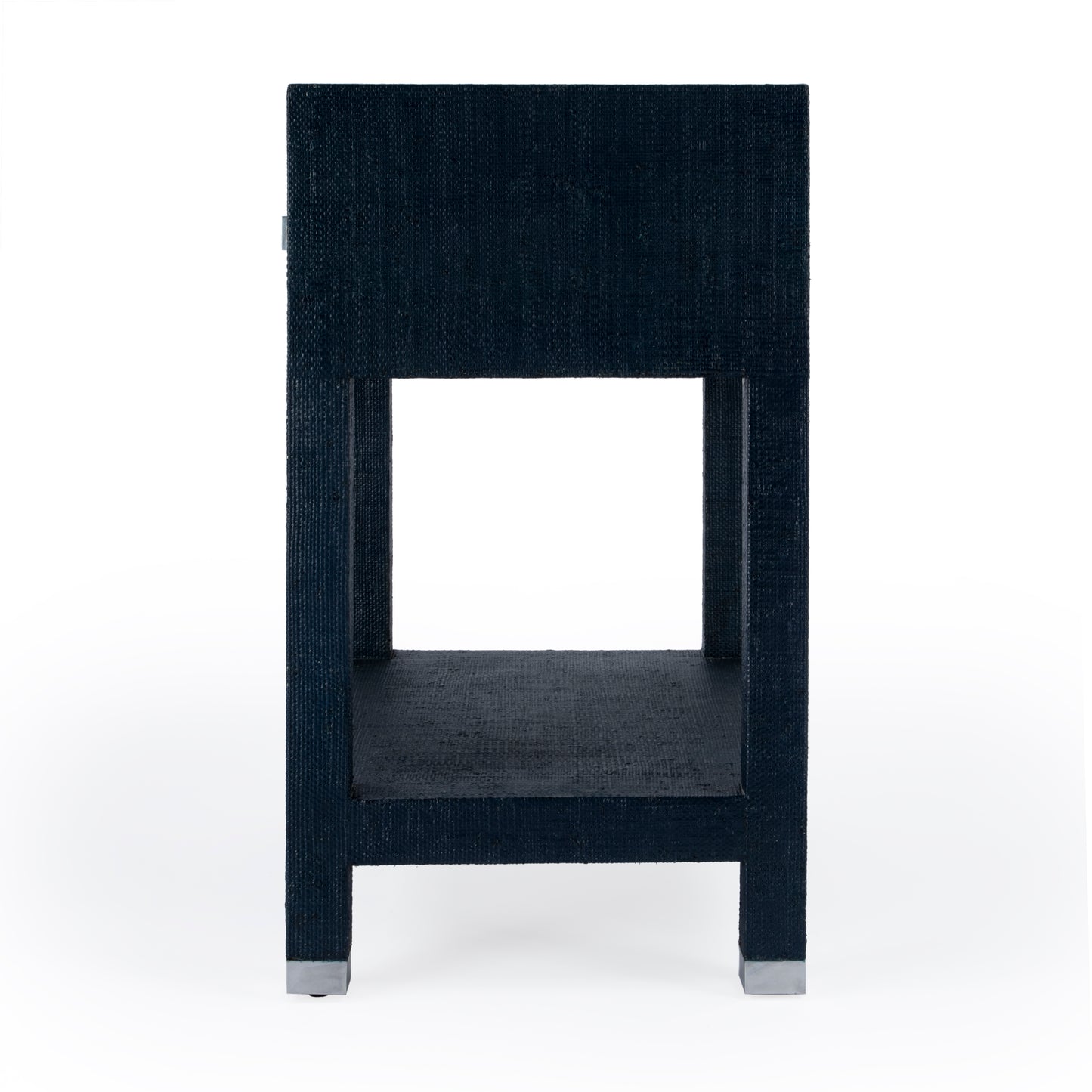 Keros 1 Drawer Raffia Nightstand in Navy and White  5611350