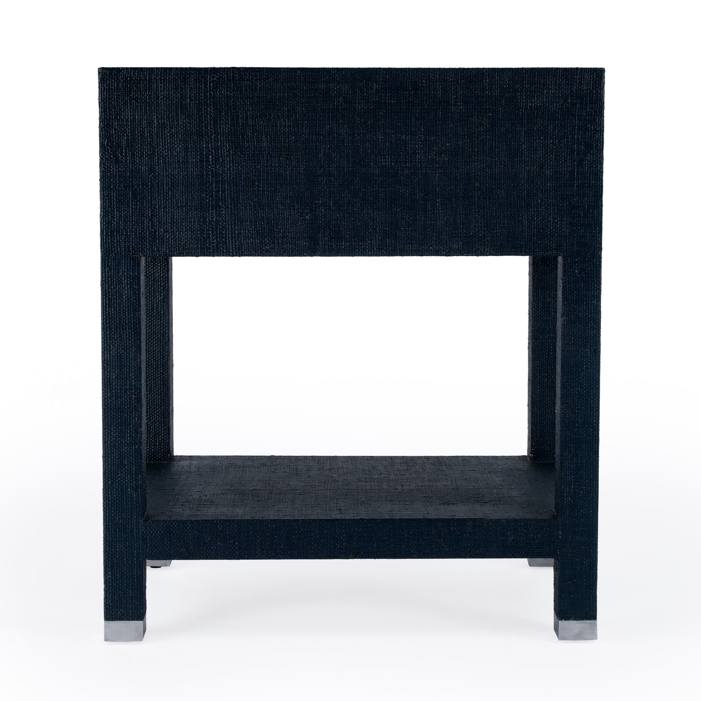 Keros 1 Drawer Raffia Nightstand in Navy and White  5611350