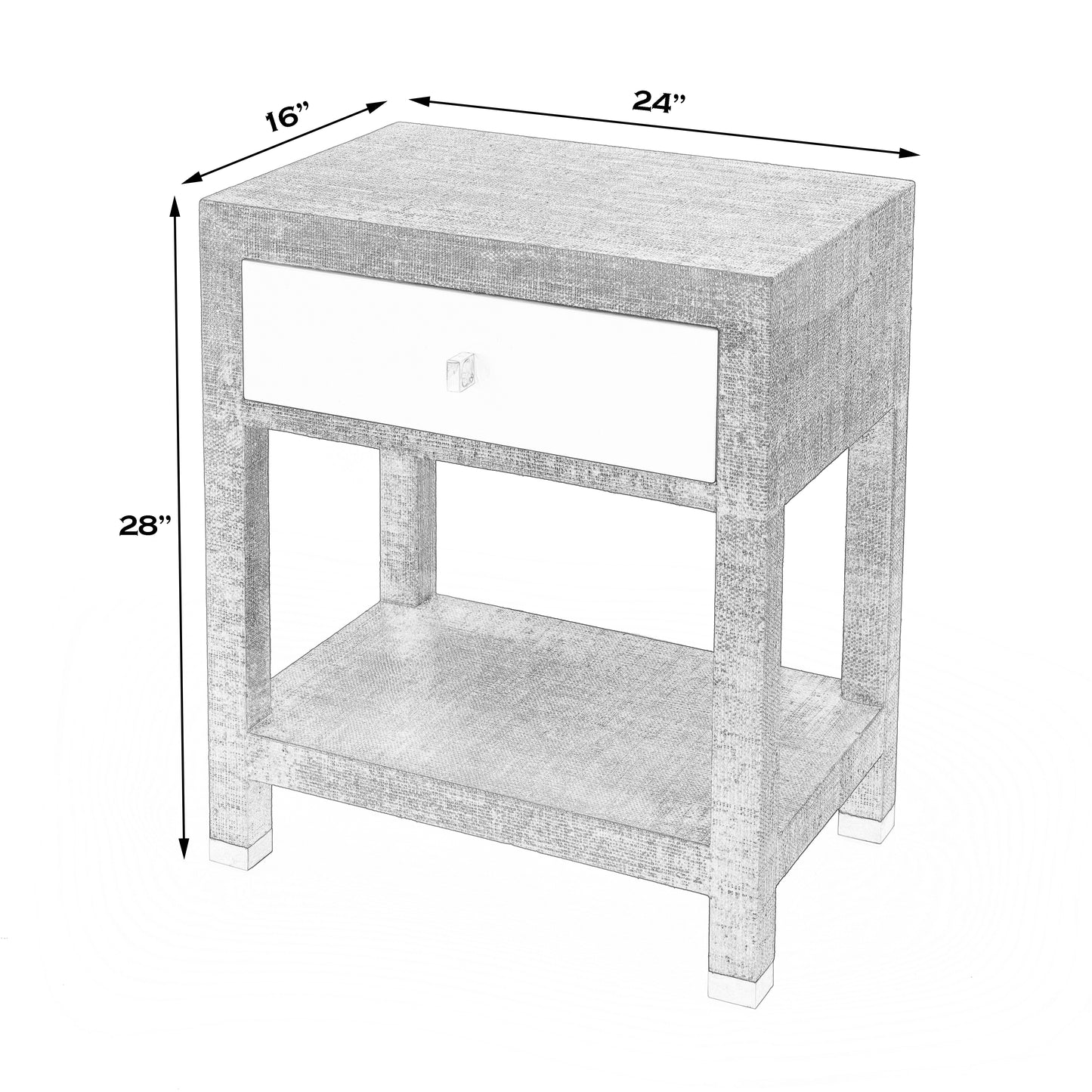 Keros 1 Drawer Raffia Nightstand in Navy and White  5611350