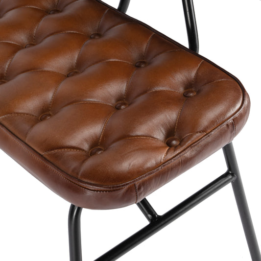 Austin Leather Button Tufted 47.5"W Bench in Medium Brown 5622344