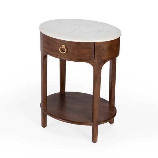 Ellen Marble Nightstand in Medium Brown  5626140