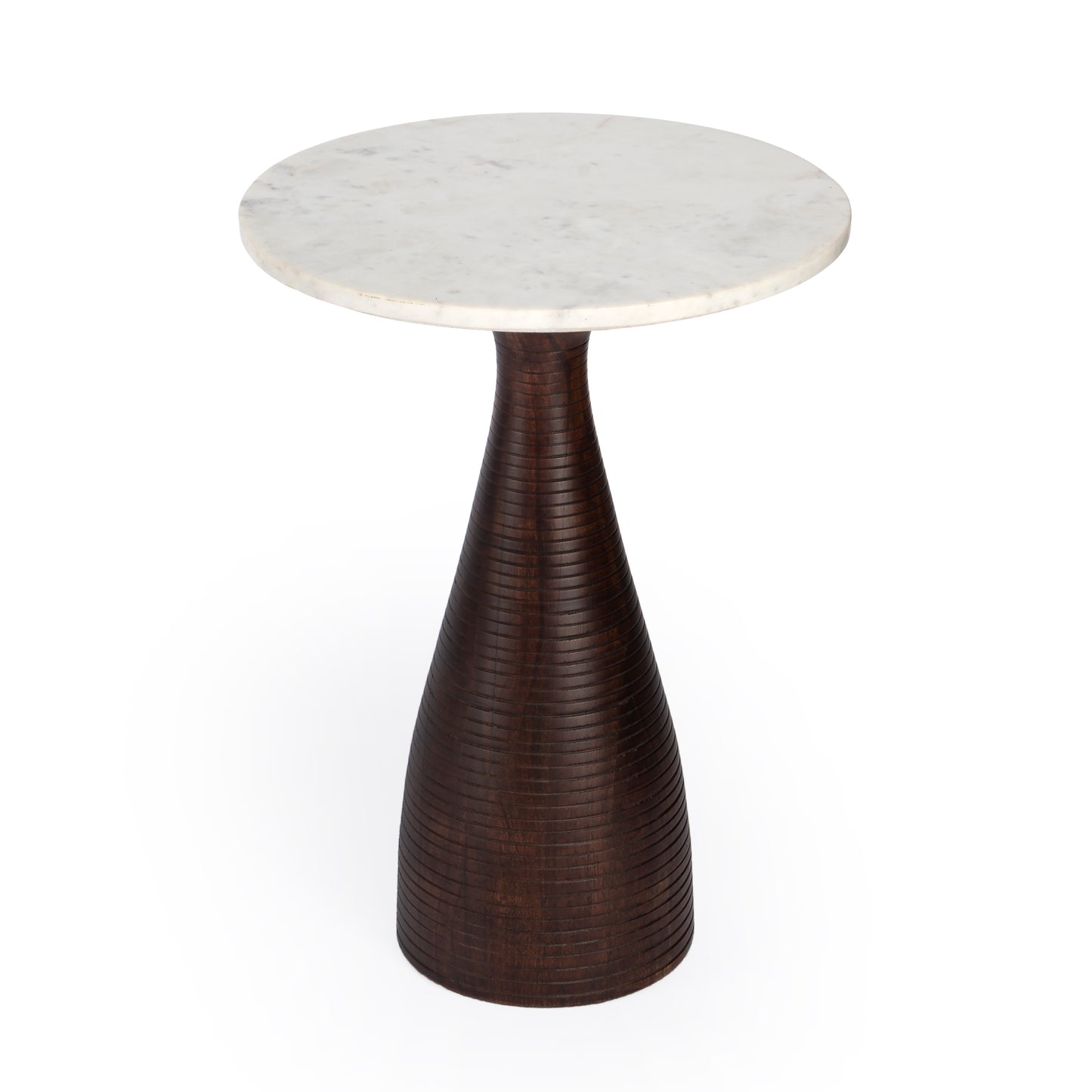 Julia Marble Pedestal End Table in Dark Brown 5627140