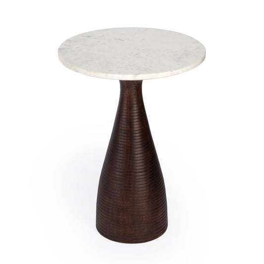 Julia Marble Pedestal End Table in Dark Brown 5627140