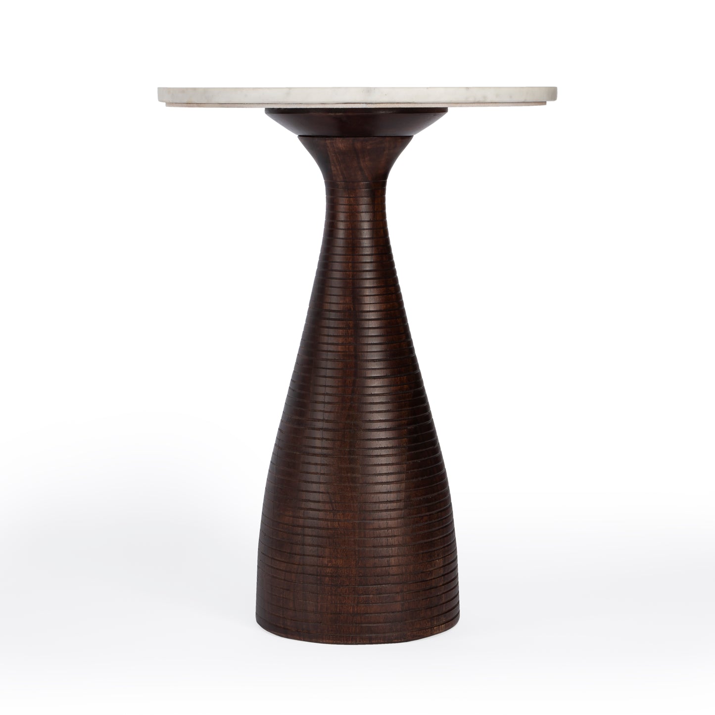 Julia Marble Pedestal End Table in Dark Brown 5627140