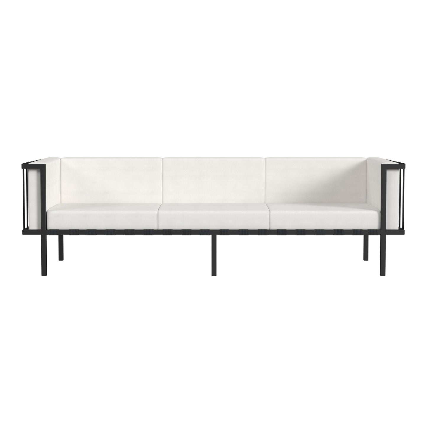 Norway Outdoor Patio Sofa with Cushions in Black and White  5722437