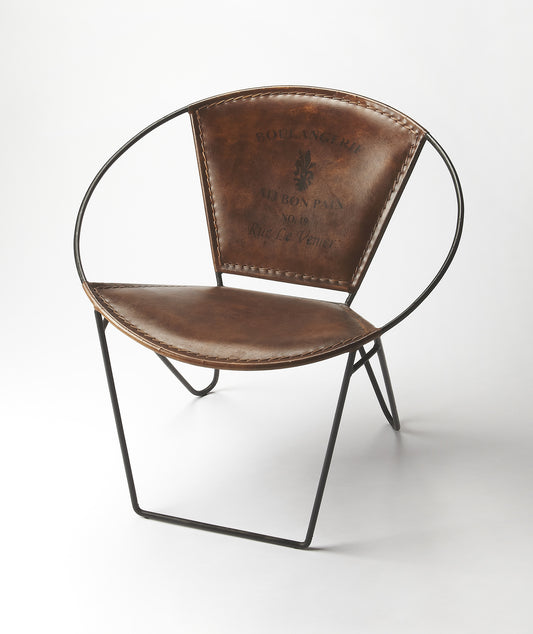 Milo Iron & Leather Accent Chair in Medium Brown 6168344