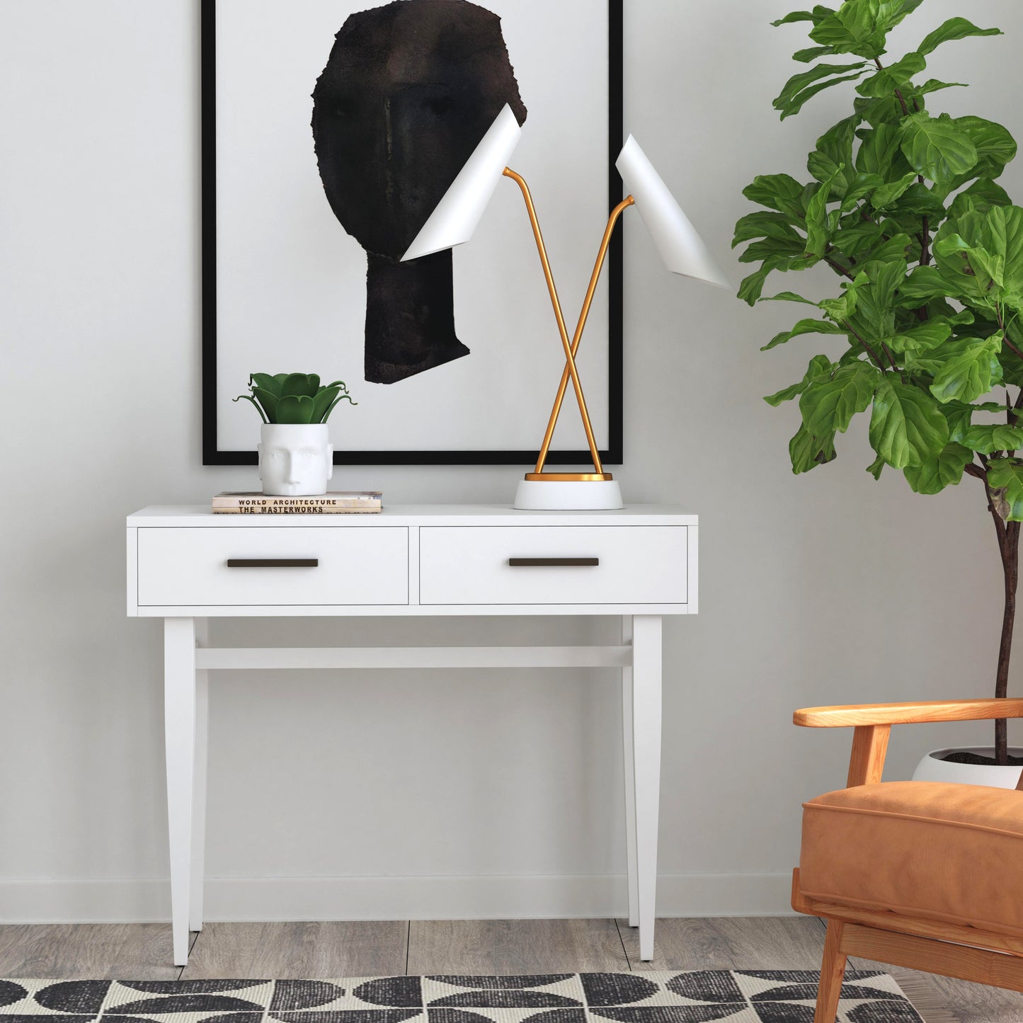 Lavery  Console Table with Storage in White  9388222