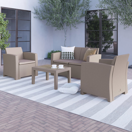 4 PC Gray Outdoor Rattan Set DAD-SF-112T-CRC-GG