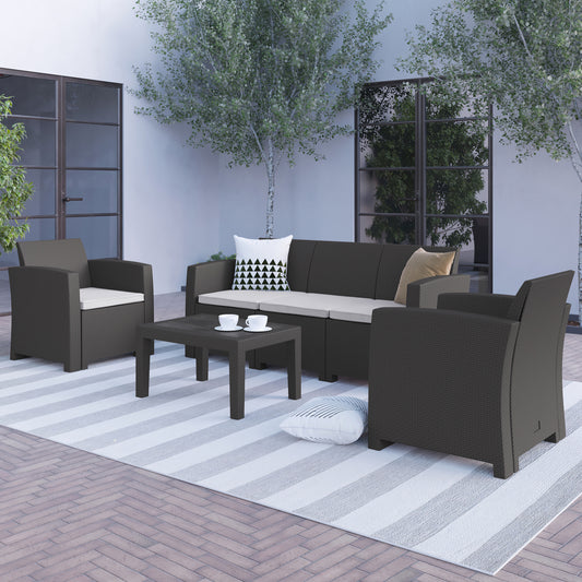 4 PC Gray Outdoor Rattan Set DAD-SF-113T-DKGY-GG