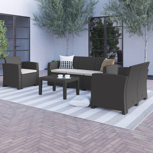 4 PC Gray Outdoor Rattan Set DAD-SF-123T-DKGY-GG