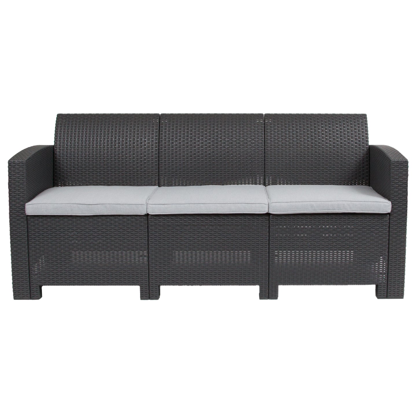 Dark Gray Rattan Outdoor Sofa DAD-SF2-3-DKGY-GG