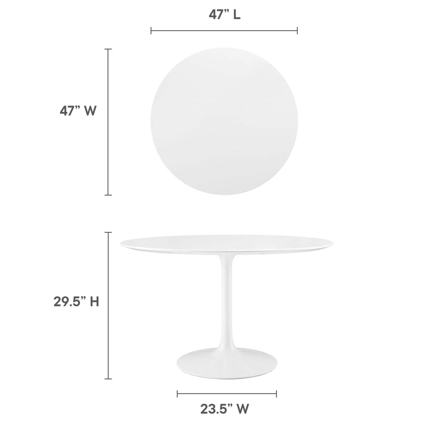 Lippa Round Dining Table with Wood and Marble Top in White