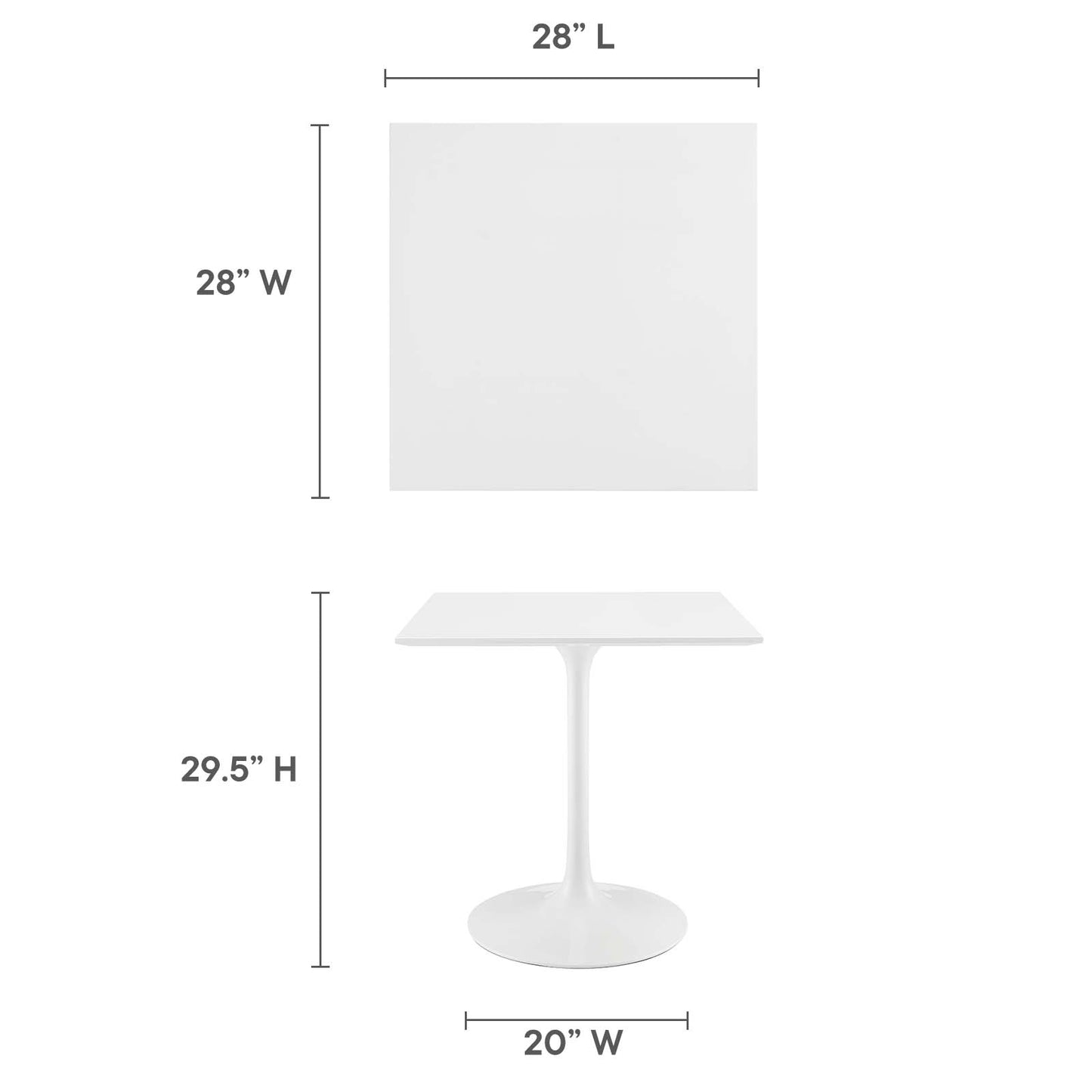 Lippa 28" Square Wood Top Dining Table White