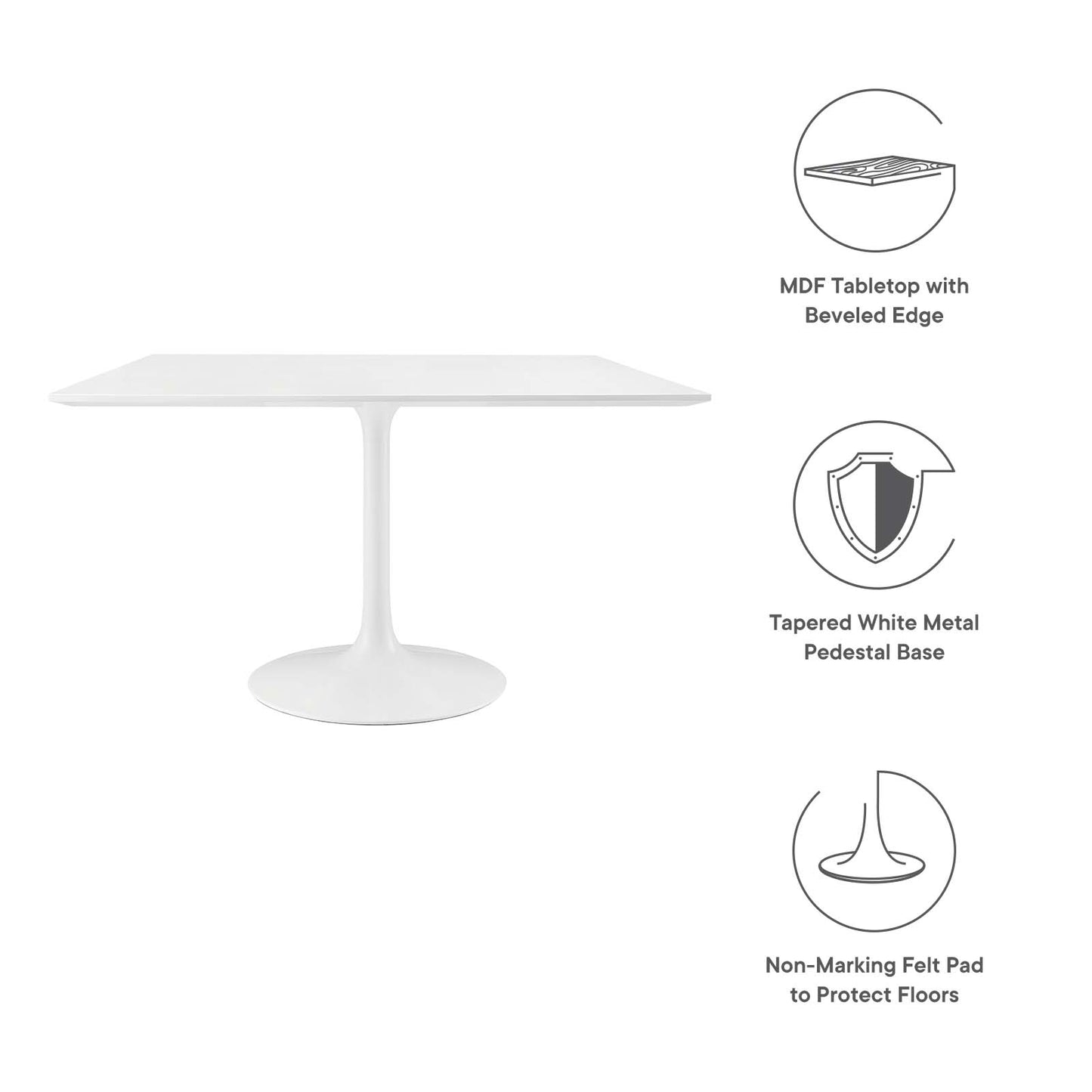 Lippa 47" Square Wood Top Dining Table - Gold and White Finish