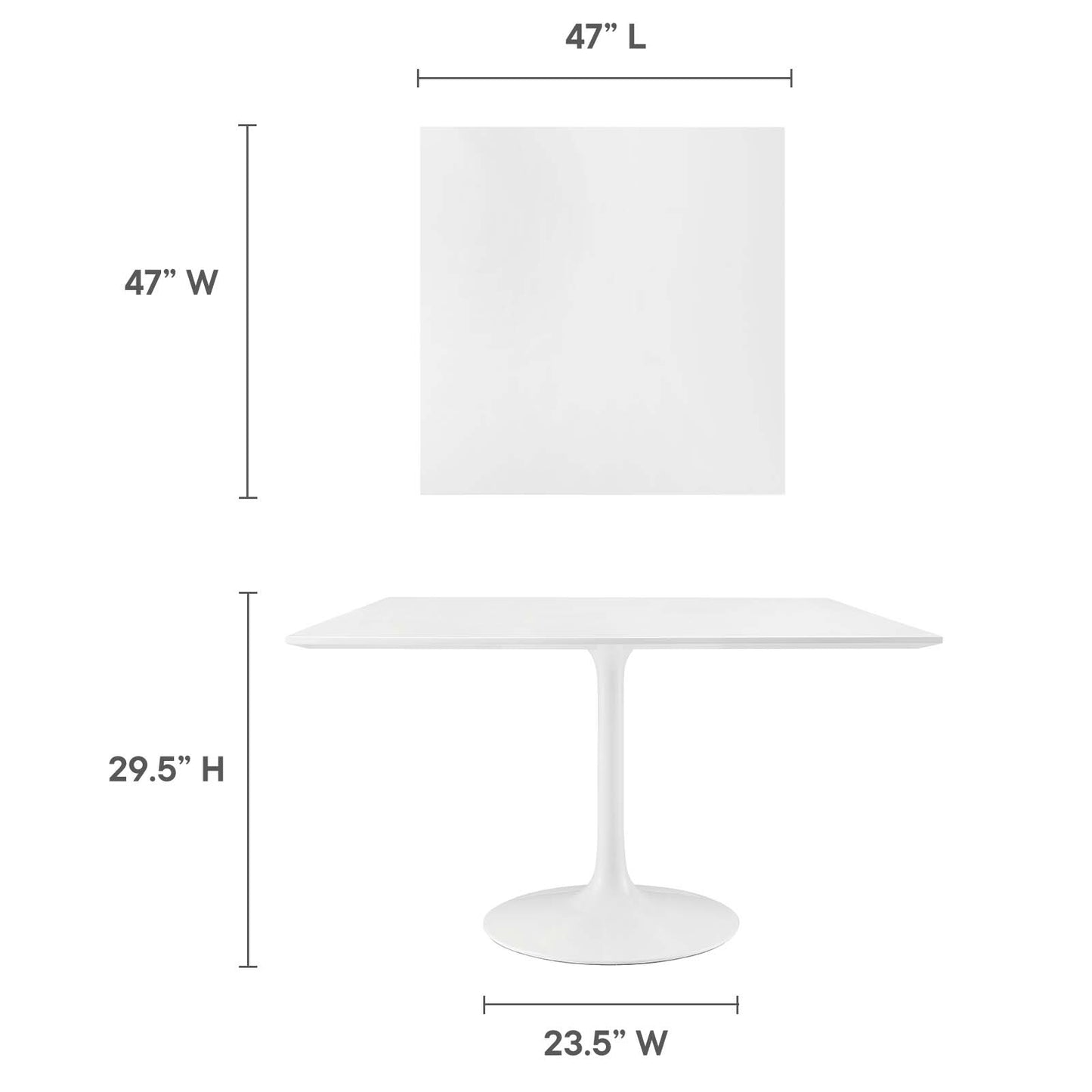 Lippa 47" Square Wood Top Dining Table - Gold and White Finish