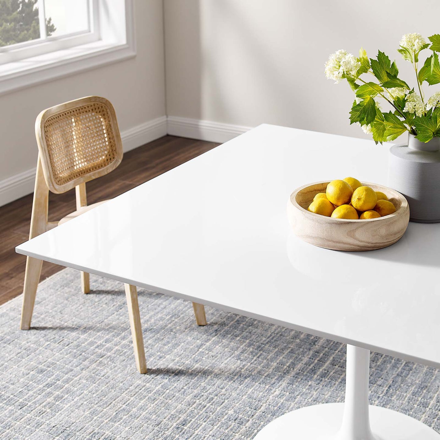 Lippa 47" Square Wood Top Dining Table - Gold and White Finish