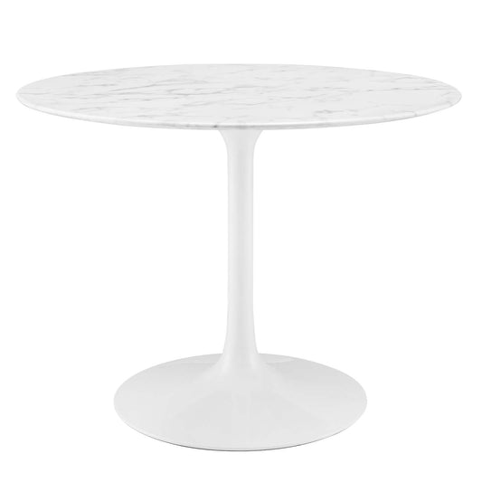 Lippa 40" Round Artificial Marble Dining Table White
