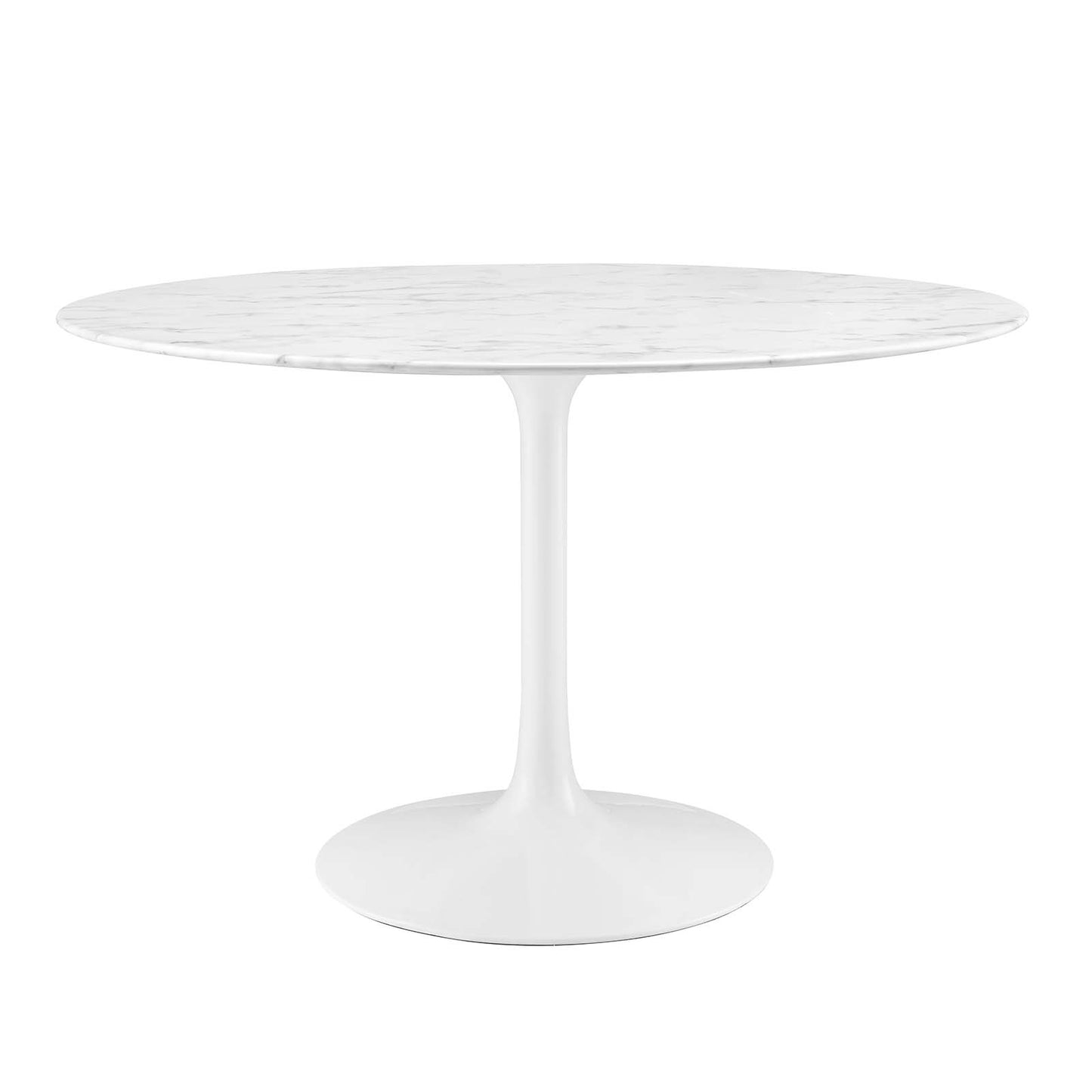 Lippa Round Dining Table with Wood and Marble Top in White