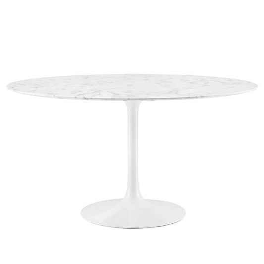Lippa 54" Round Artificial Marble Dining Table White