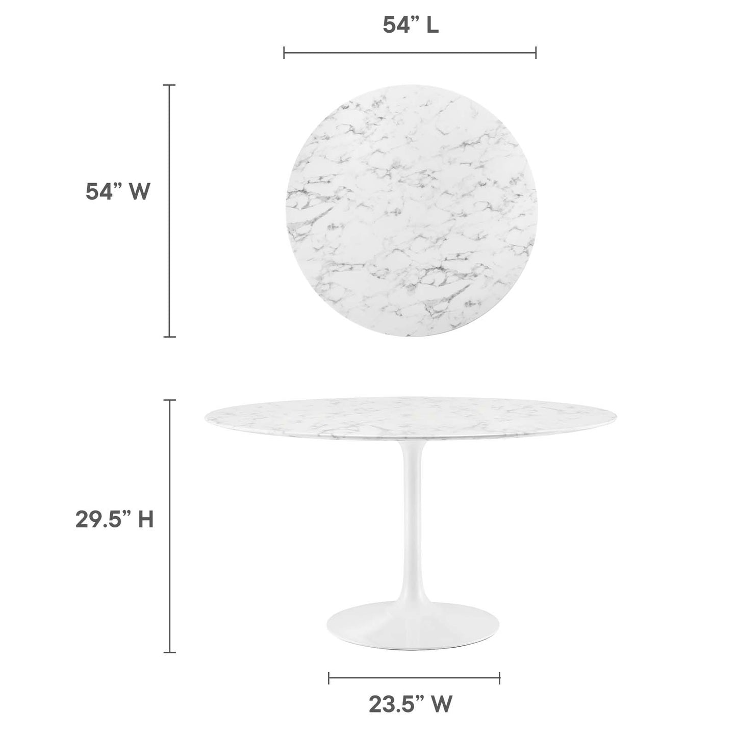 Lippa 54" Round Dining Table - Artificial Marble & Wood Options