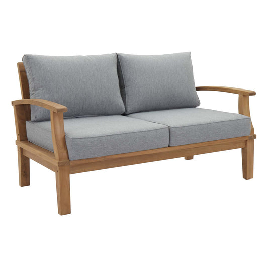 Marina Outdoor Patio Teak Loveseat Natural Gray