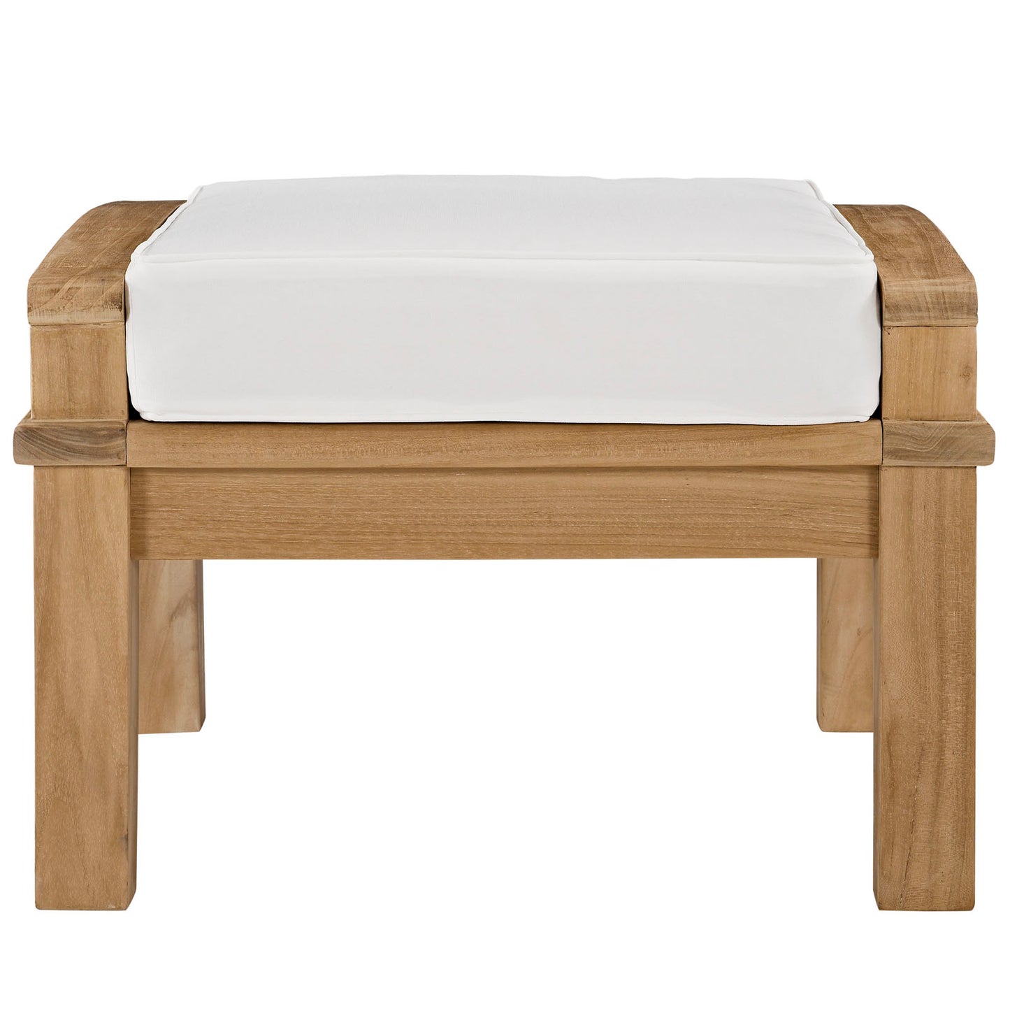 Marina Outdoor Patio Teak Ottoman Natural White EEI-1152-NAT-WHI-SET