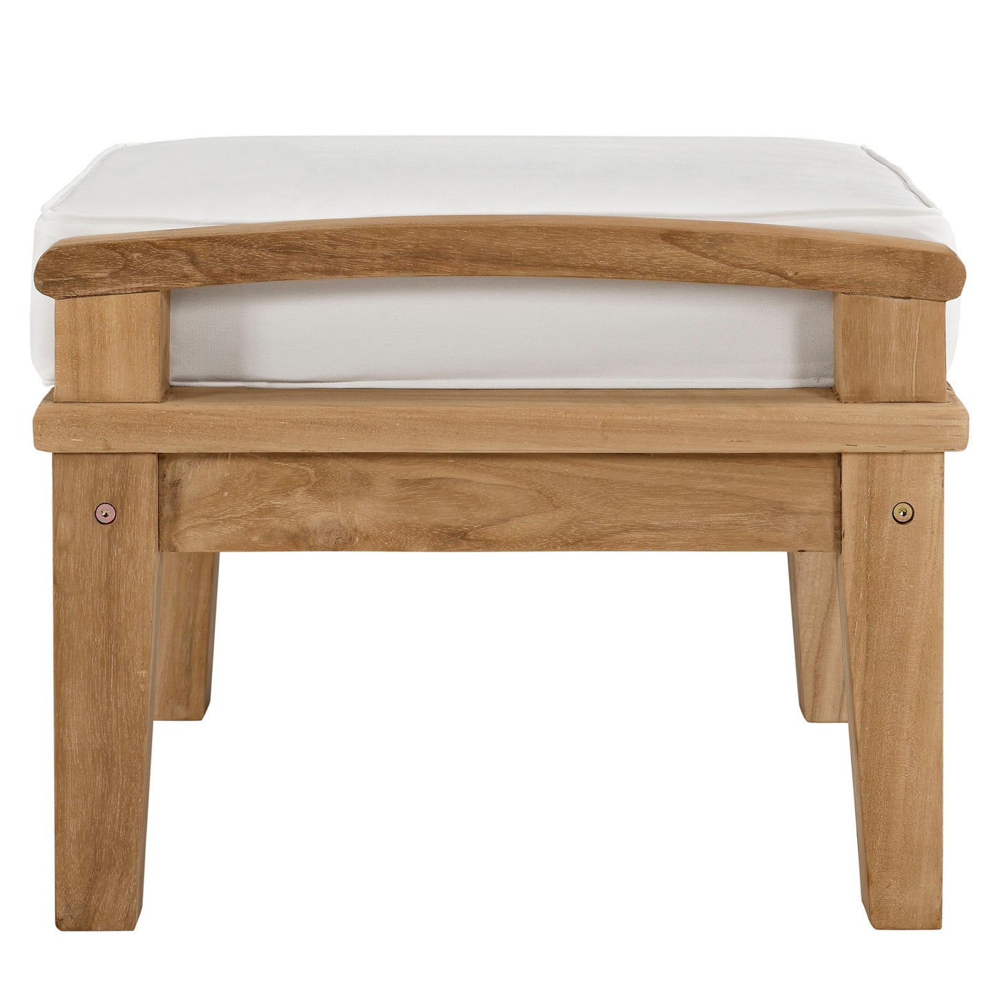 Marina Outdoor Patio Teak Ottoman Natural White EEI-1152-NAT-WHI-SET