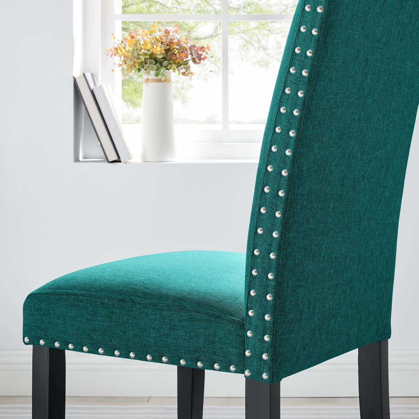 Parcel Dining Upholstered Fabric Side Chair Teal EEI-1384-TEA
