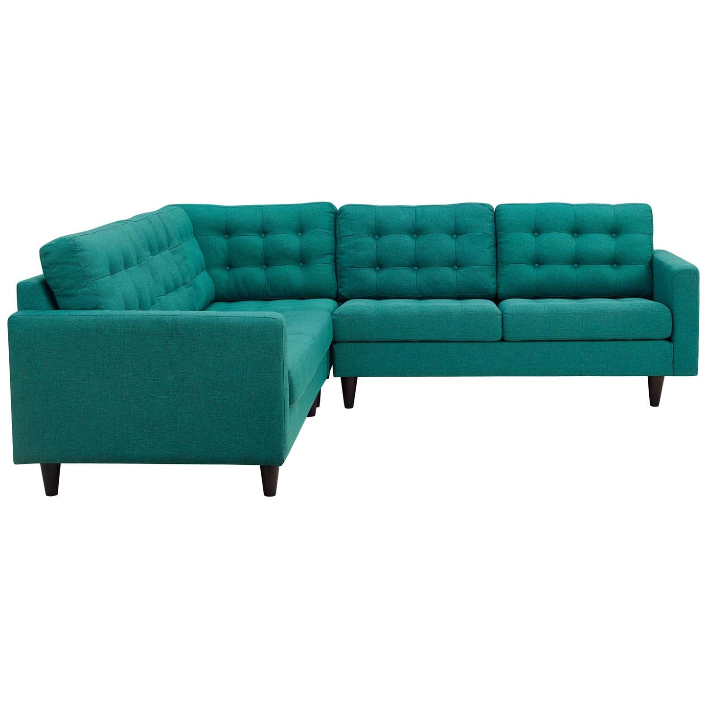Empress 3 Piece Upholstered Fabric Sectional Sofa Set Teal EEI-1417-TEA
