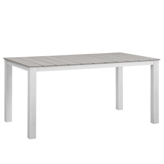 Maine 63" Outdoor Patio Dining Table White Light Gray