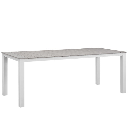Maine 80" Outdoor Patio Dining Table White Light Gray