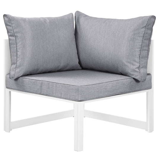 Fortuna Corner Outdoor Patio Armchair White Gray