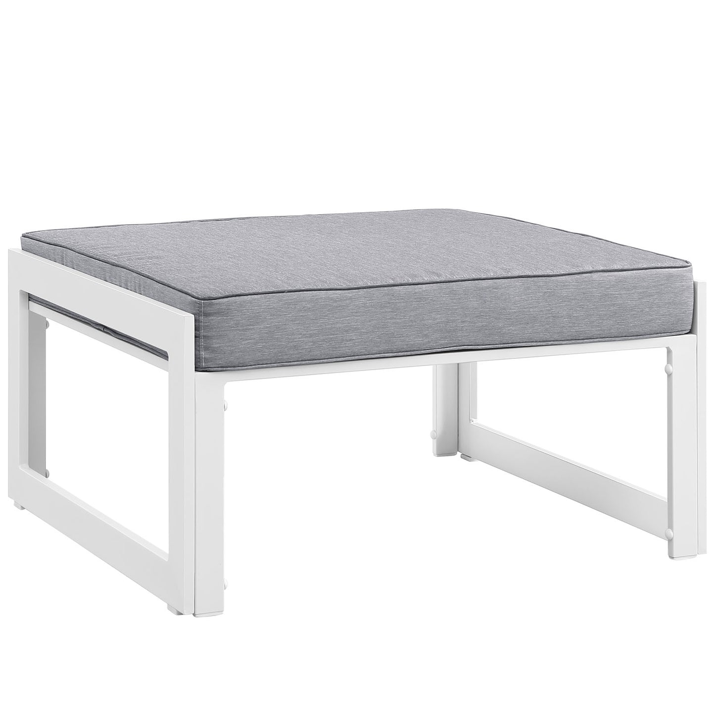 Fortuna Outdoor Patio Ottoman White Gray