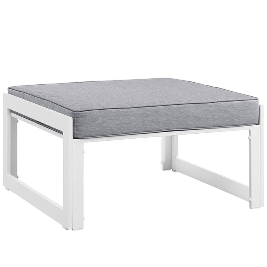 Fortuna Outdoor Patio Ottoman White Gray