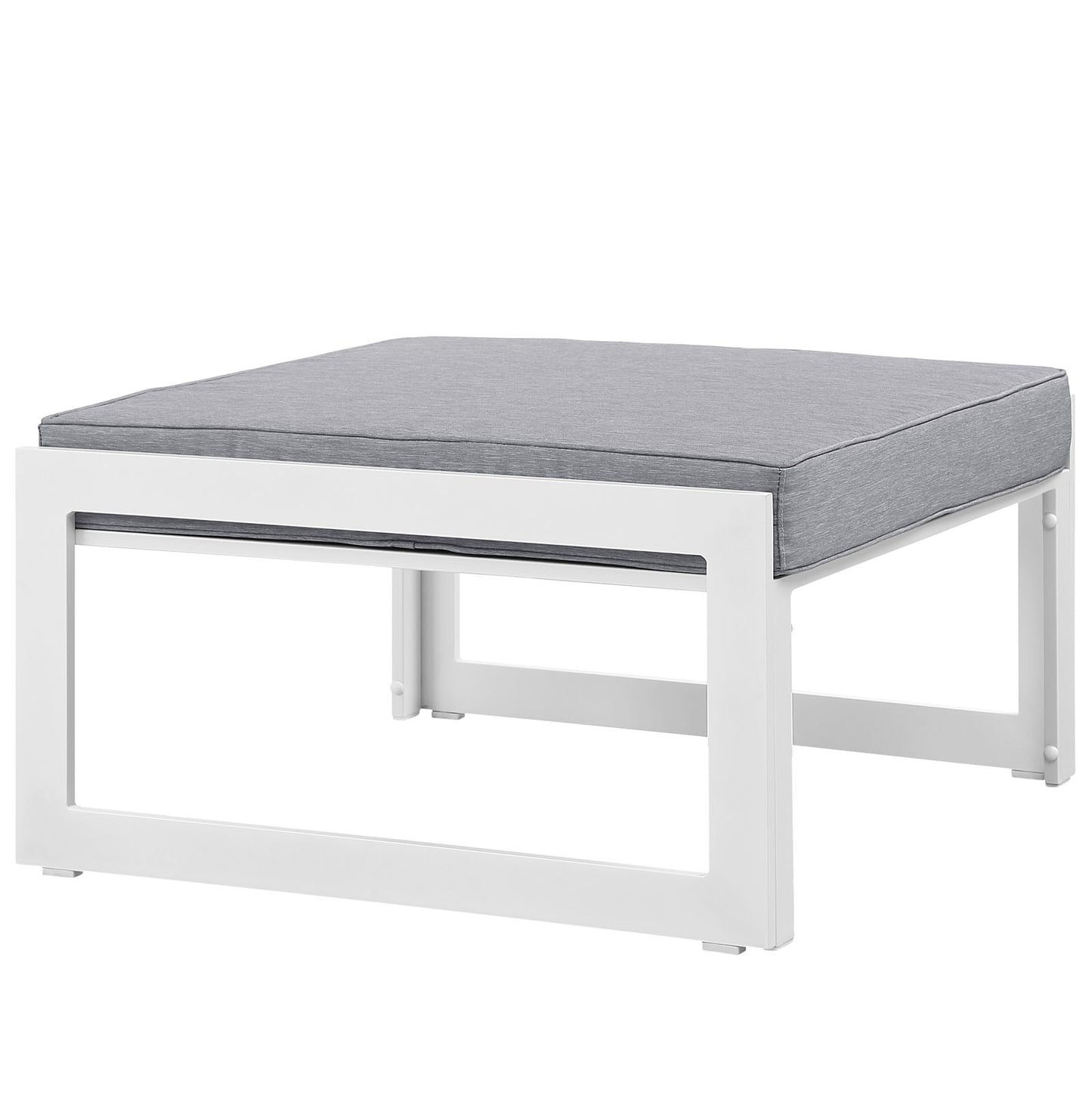 Fortuna Outdoor Patio Ottoman White Gray