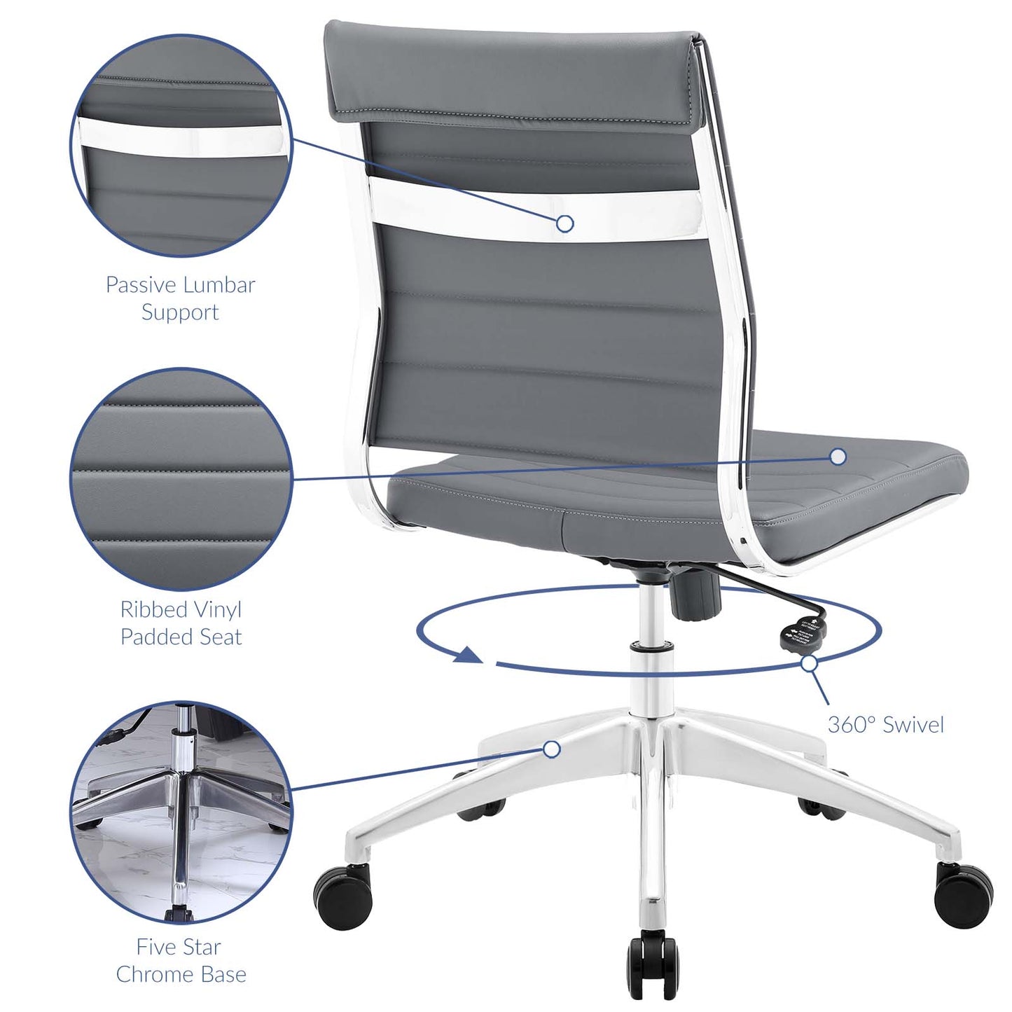 Jive Armless and Highback Mid Back Office Chair