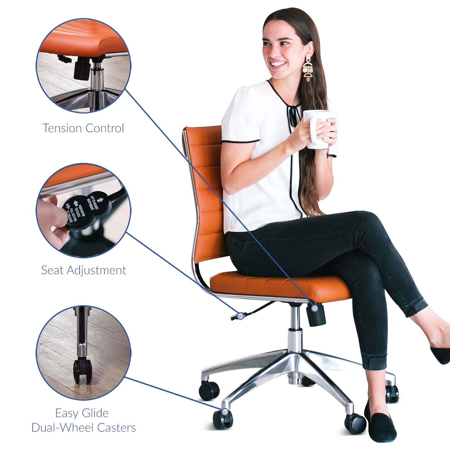 Jive Armless and Highback Mid Back Office Chair