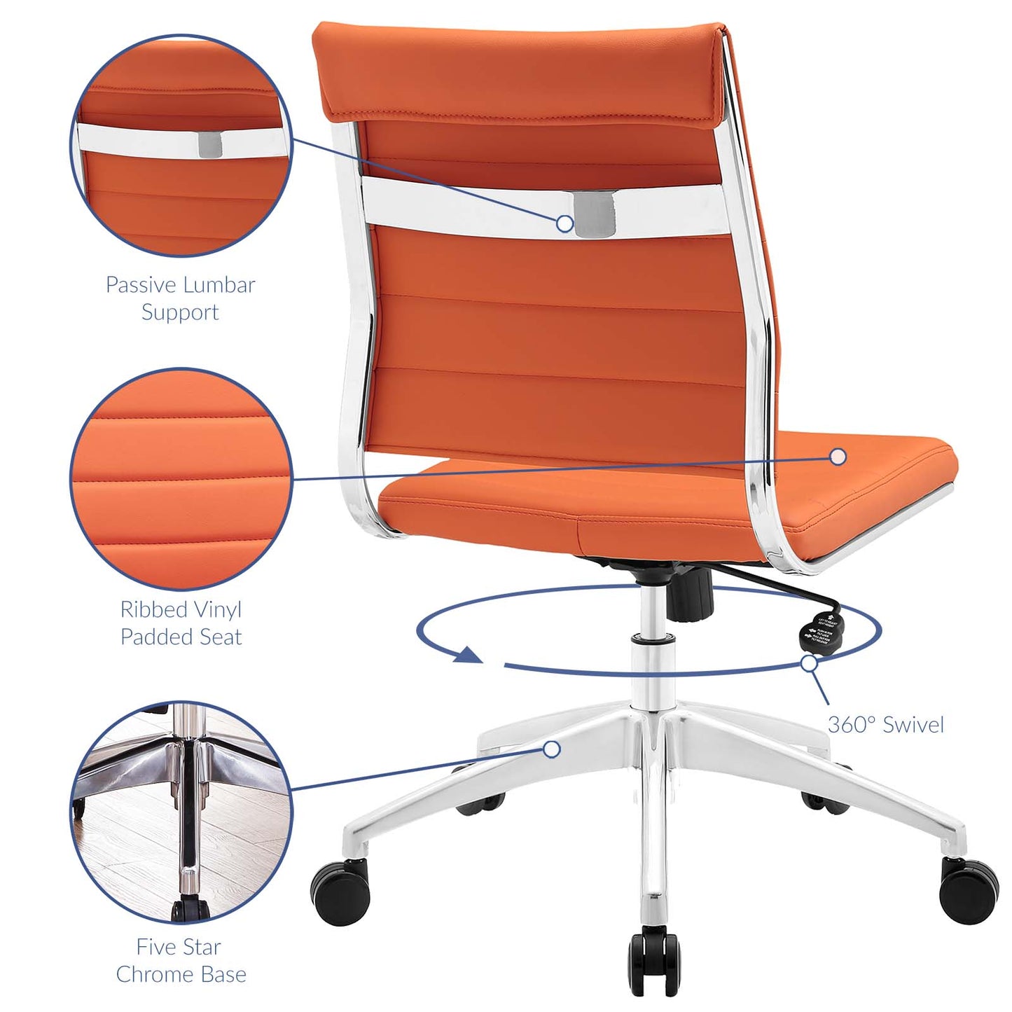 Jive Armless and Highback Mid Back Office Chair