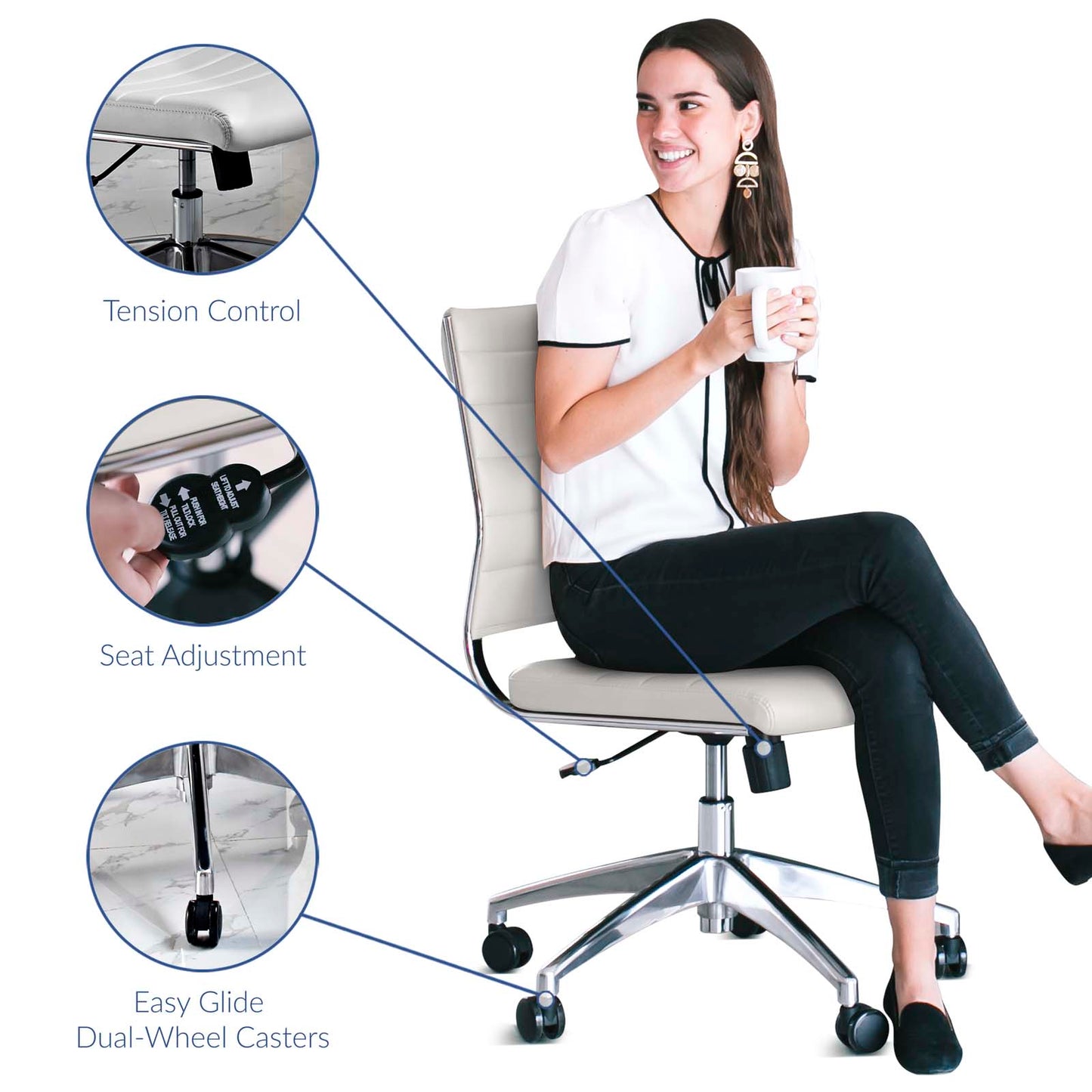 Jive Armless and Highback Mid Back Office Chair