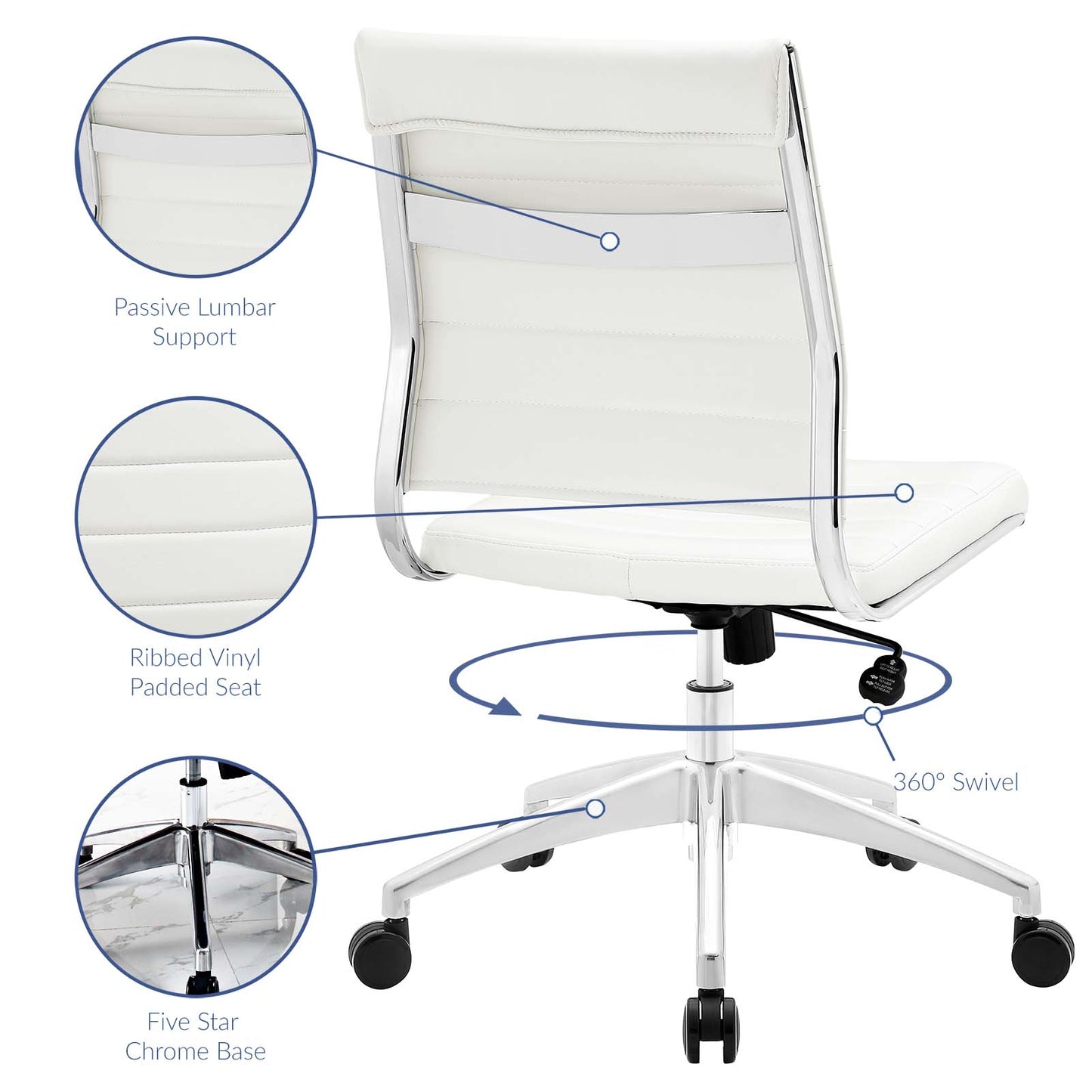 Jive Armless and Highback Mid Back Office Chair