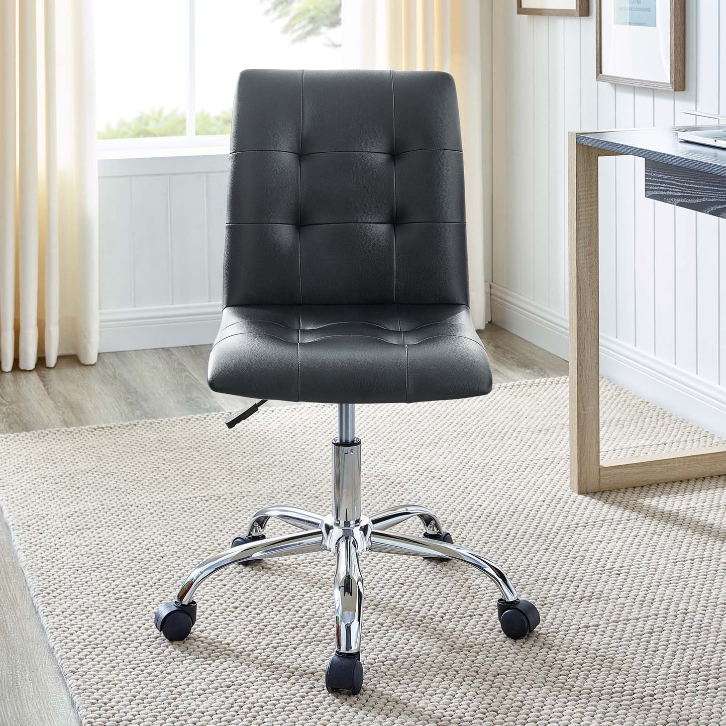 Prim Armless Vegan Leather Mid Back Office Chair