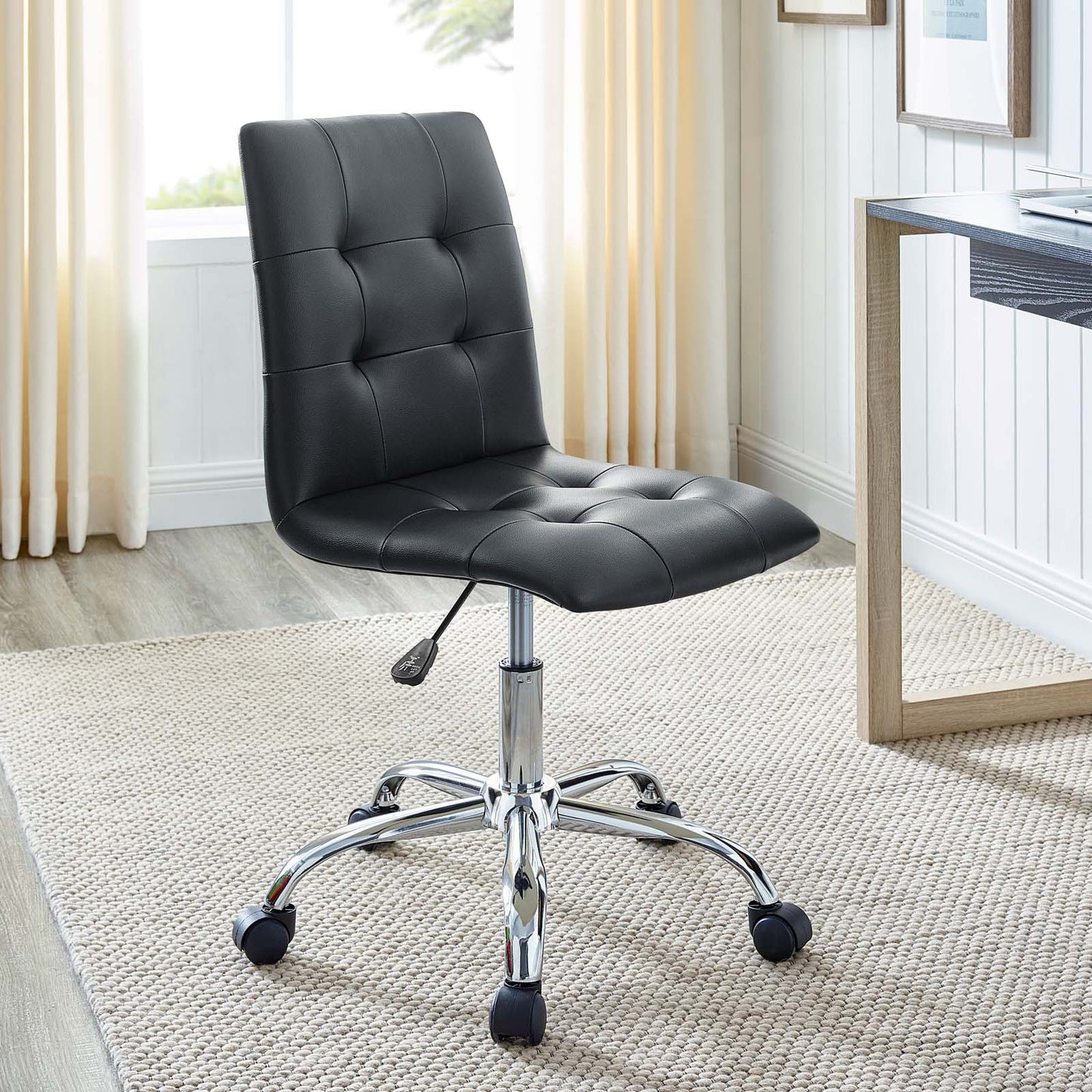 Prim Armless Vegan Leather Mid Back Office Chair