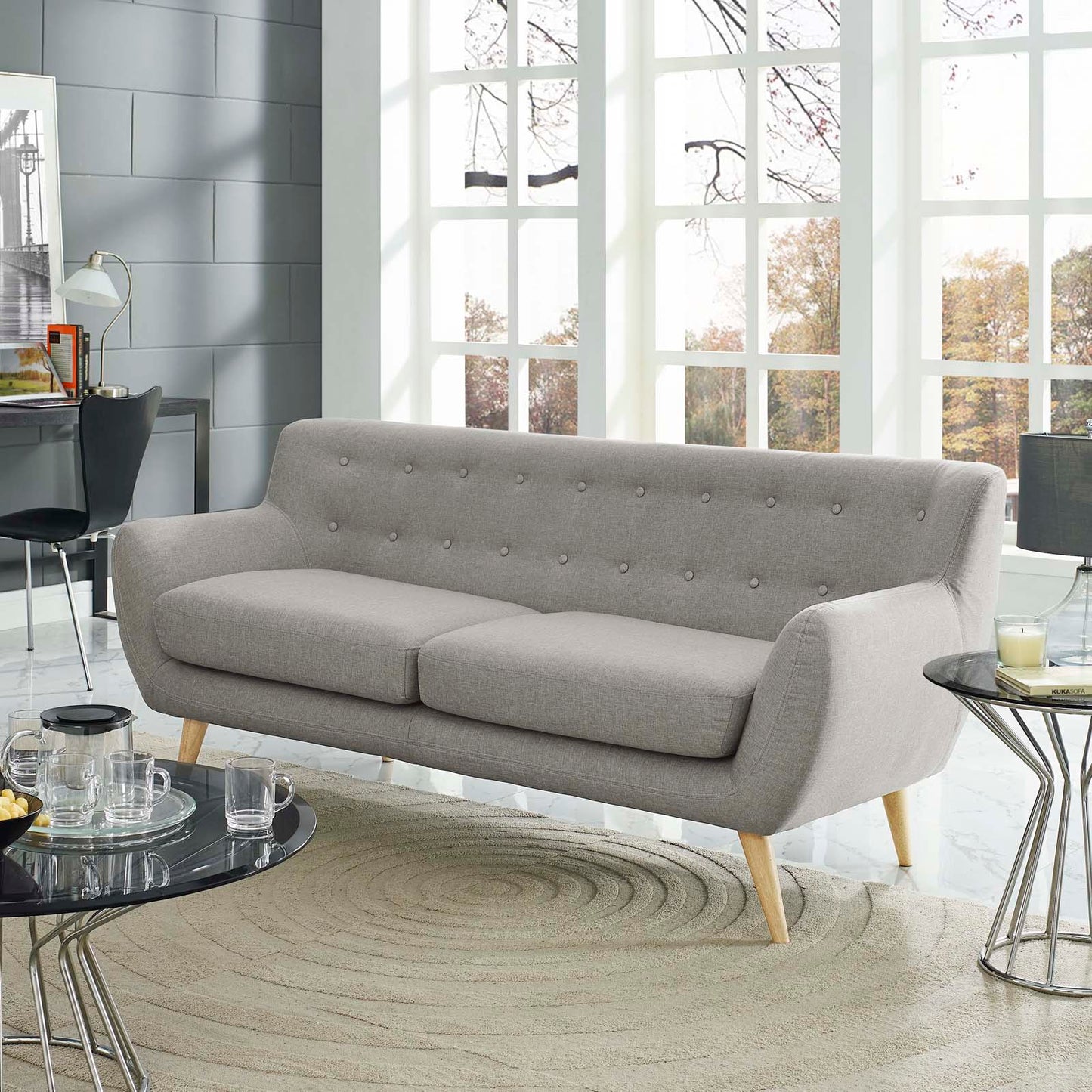 Remark Upholstered Fabric Sofa Light Gray