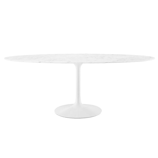 Lippa 78" Oval Artificial Marble Dining Table White