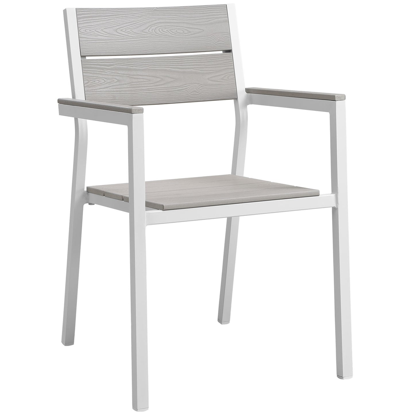 Maine 5 Piece Outdoor Patio Dining Set White Light Gray