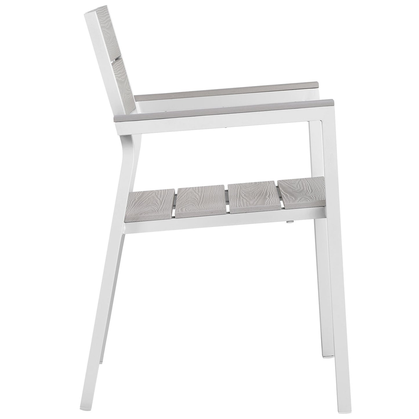 Maine 5 Piece Outdoor Patio Dining Set White Light Gray